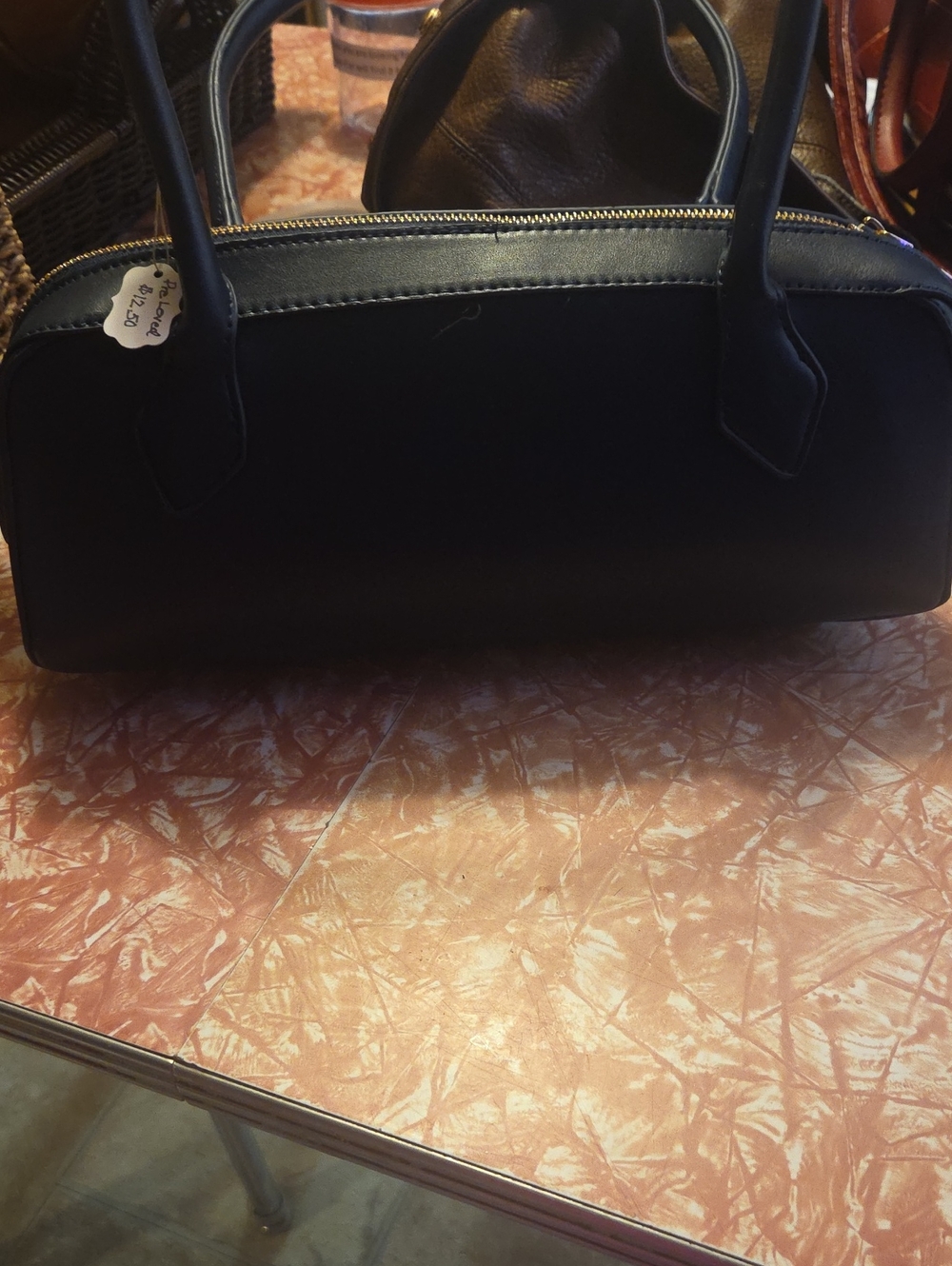 Source Unknown Black Shoulder Bag with Top Handles